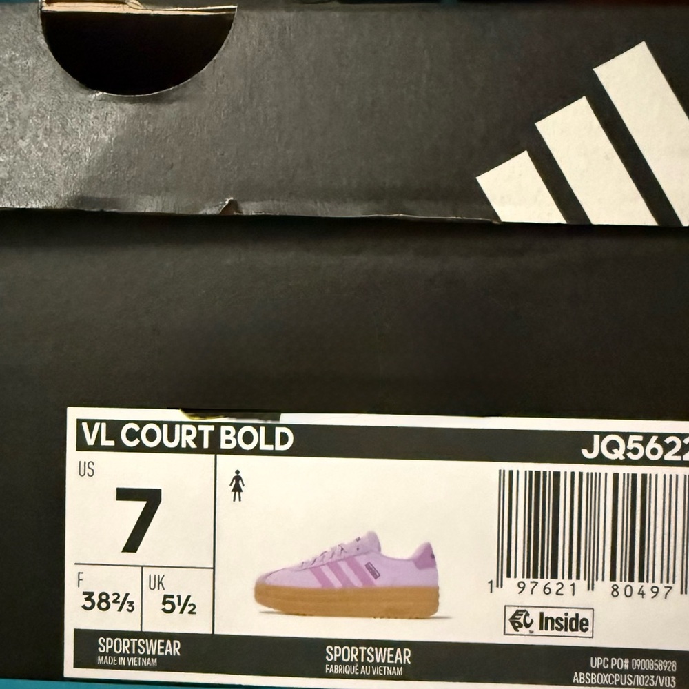 Adidas VL Court Bold Women’s 7 Purple Platform Sneakers JQ5622 NEW - Picture 2 of 9